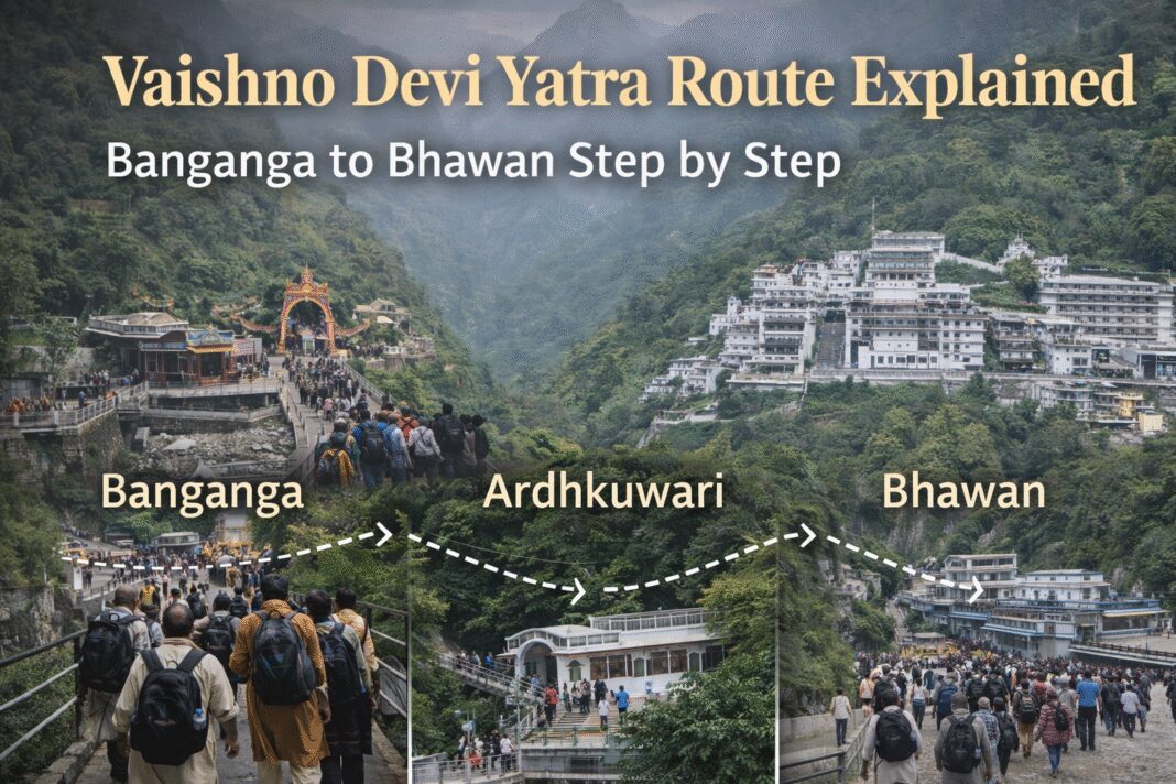 Vaishno Devi yatra route Banganga to Bhawan